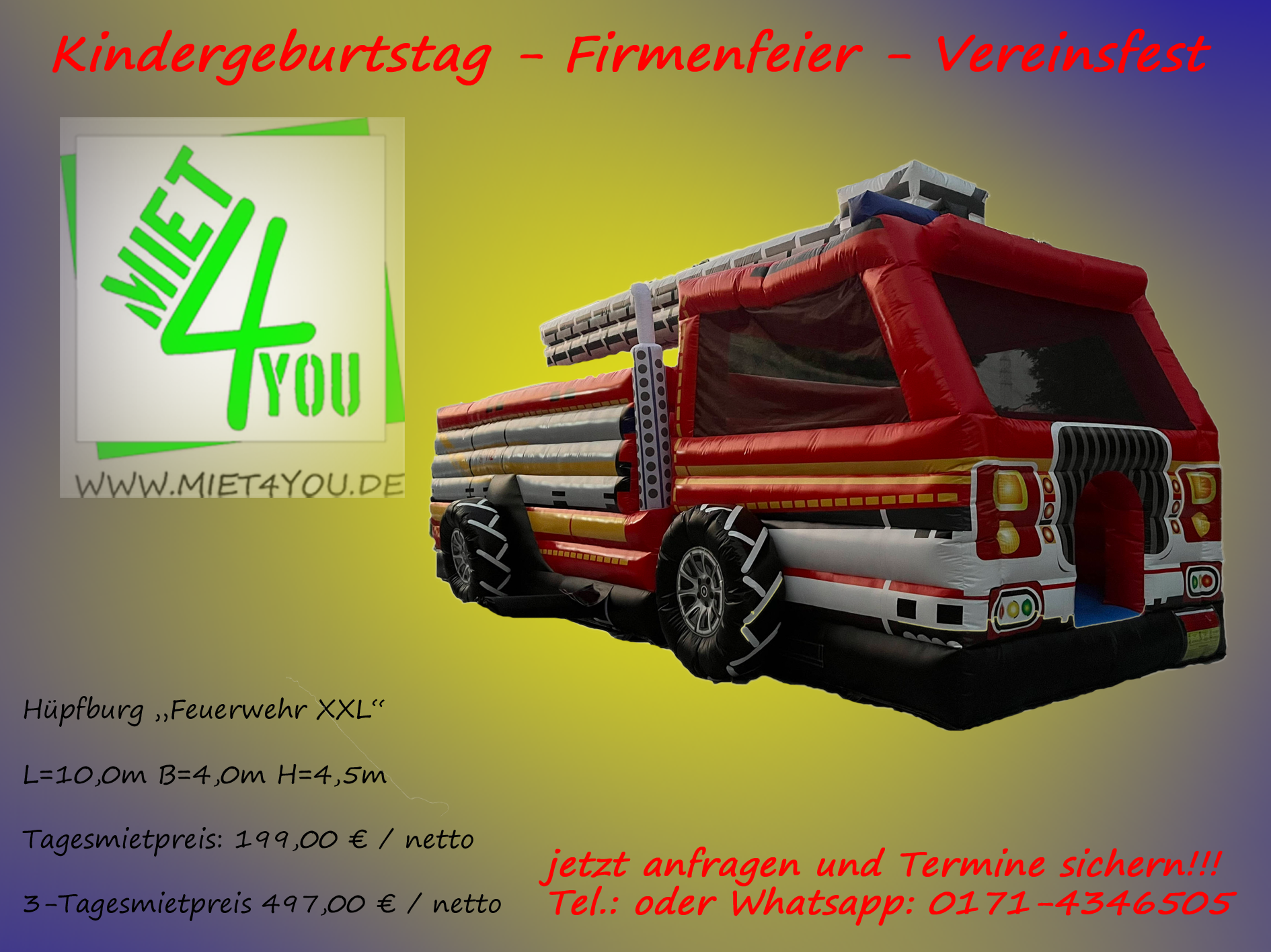 Werbebild Feuerwehrauto XXL