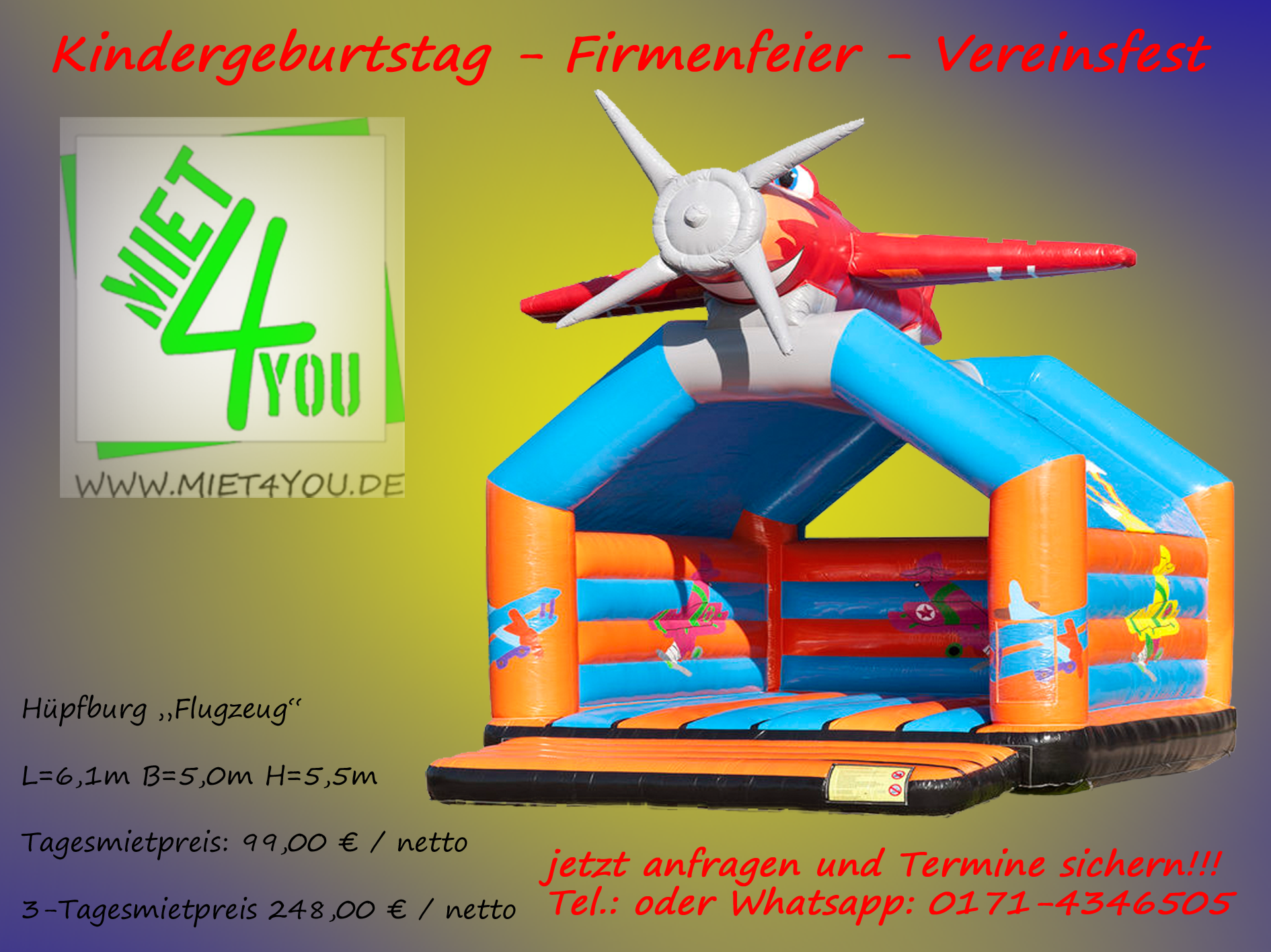 Werbebild Flugzeug